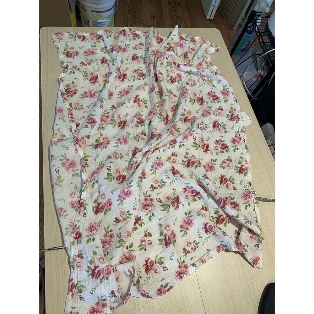 Modern Baby Pink Floral Baby Receiving Blanket Roses Flowers Cotton Lightweight